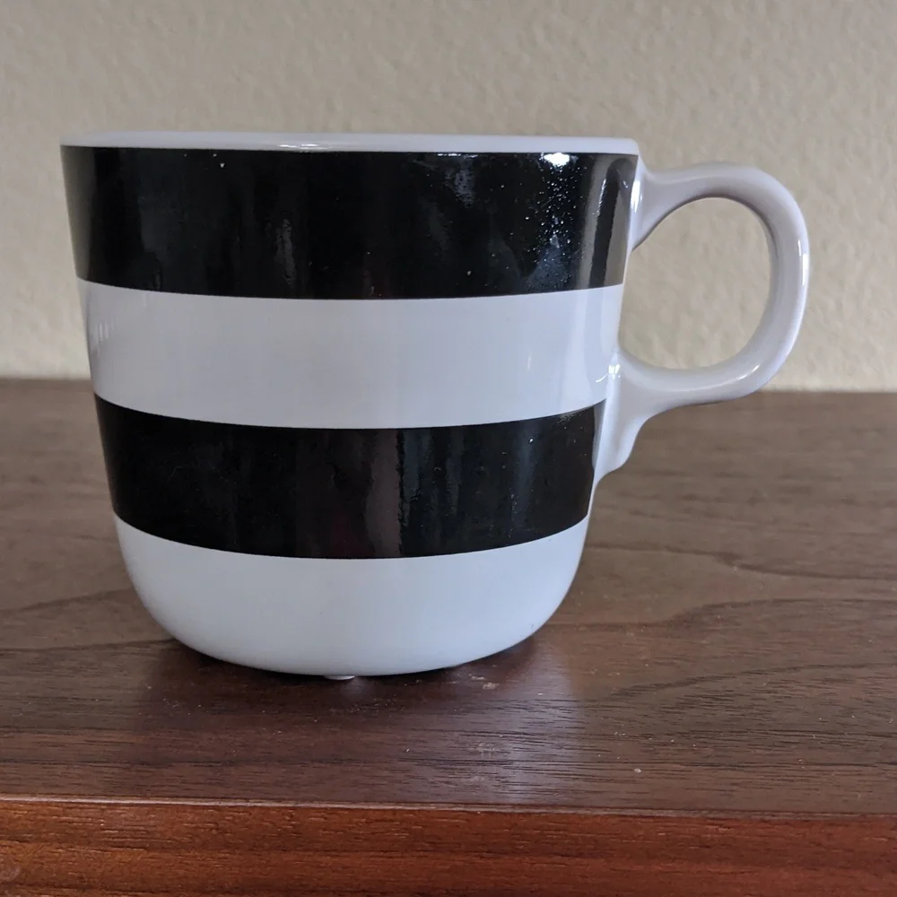 Ikea TICKAR Black & White Striped Coffee Mug Cup Discontinued